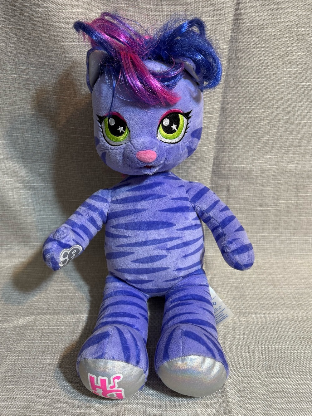 2022 Build -A-Bear Honey Girls Teegan Tiger Plush Pink /Purple Hair Cat
